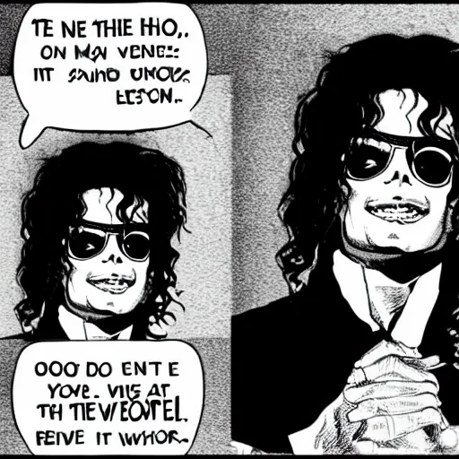 Image similar to michael jackson learn javascript, vintage comic