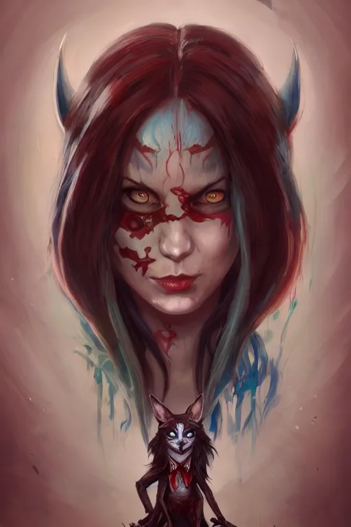 Prompt: portrait of a predator, american mcgee's alice, sharp focus, artstation, trending, by julie dillon, luis melo, tyler miles lockett, lei jin, hong lei, ken wong, adam narozanski, joy ang