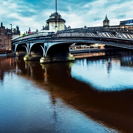 Prompt: a photograph of a beautiful bridge in glasgow, scotland