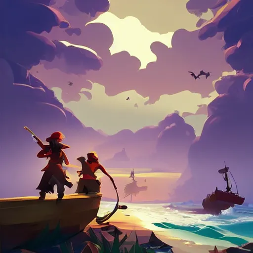 Image similar to painting treasure on sea of thieves game smooth median photoshop filter cutout vector, behance hd by jesper ejsing, by rhads, makoto shinkai and lois van baarle, ilya kuvshinov, rossdraws global illumination