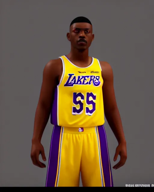 Image similar to military uniform, inspired by los angeles lakers, octane render