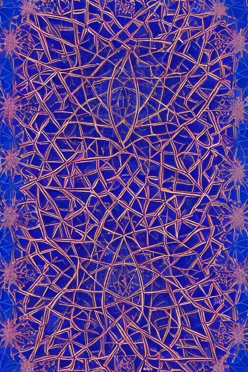 Image similar to islamic fractals symmetric trending on artstation, symmetric, sharp edges, made by famous artist