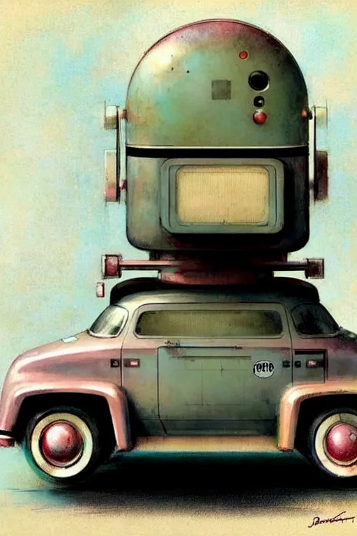 Image similar to ( ( ( ( ( 1 9 5 0 s retro future android robot delivery truck. muted colors., ) ) ) ) ) by jean - baptiste monge,!!!!!!!!!!!!!!!!!!!!!!!!!