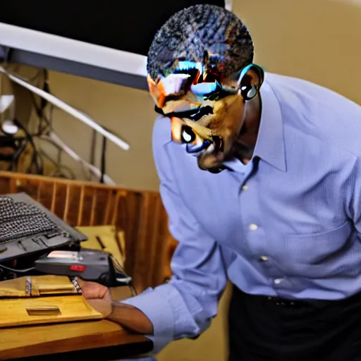 Prompt: Photo of obama building a PC