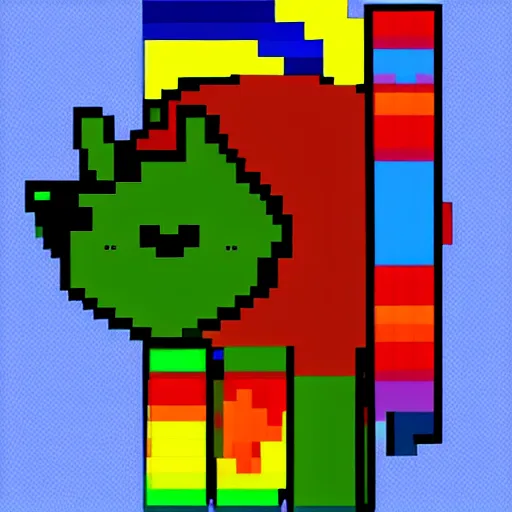 Image similar to cat with a cute face and rectange body, 8 - bit, cartoon, nyan cat, rainbow trail, in space, deviantart