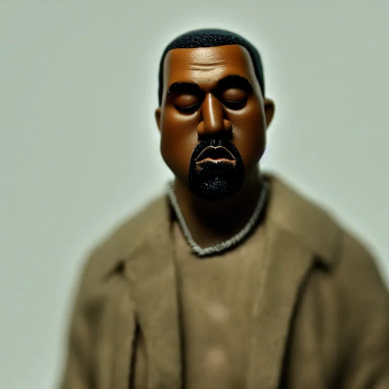 Prompt: a cinematic film still of a claymation stop motion film starring kanye west, portrait, shallow depth of field, 8 0 mm, f 1. 8
