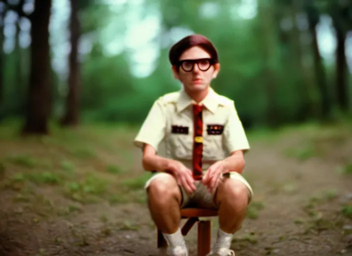 Image similar to 1 9 8 0 s cinematic screenshot cinestill portrait of a stop motion claymation film, moonrise kingdom, shallow depth of field, 1 8 mm, f 1. 8