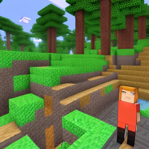 Prompt: Screenshot from Naruto, Minecraft