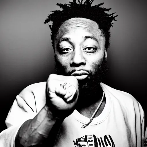 Image similar to monochrome HD digital studio photograph of the ODB from wu tang Clan