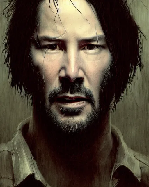 Image similar to keanu reeves as a ghost, hyper realistic face, beautiful eyes, fantasy art, in the style of greg rutkowski, intricate, hyper detailed, smooth