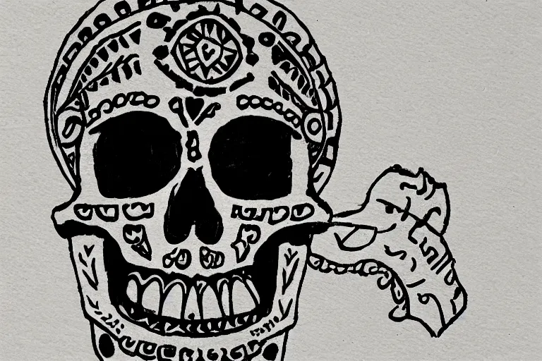 Prompt: Aztec skull