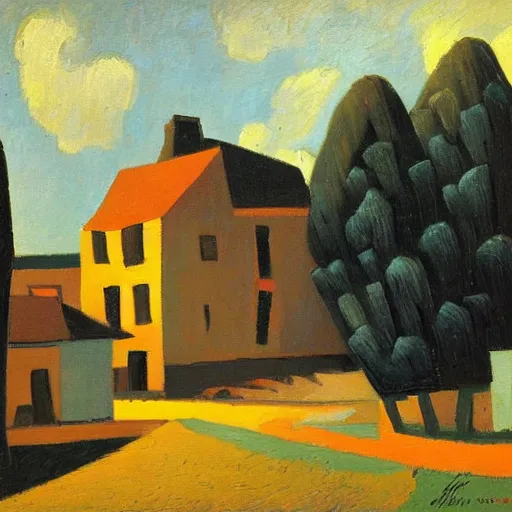 Image similar to a village, art by marius borgeaud