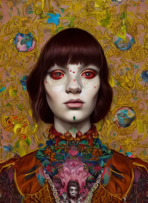 Image similar to fashion portrait :: by Martine Johanna and Simon Stålenhag and Chie Yoshii and Casey Weldon and Guillermo del toro :: ornate, dynamic, particulate, rich colors, intricate, elegant, highly detailed, centered, artstation, smooth, sharp focus, octane render, 3d