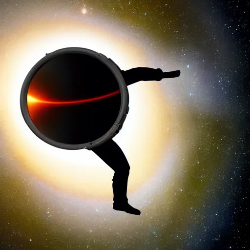 Image similar to astronaut falling into a interstellar black hole