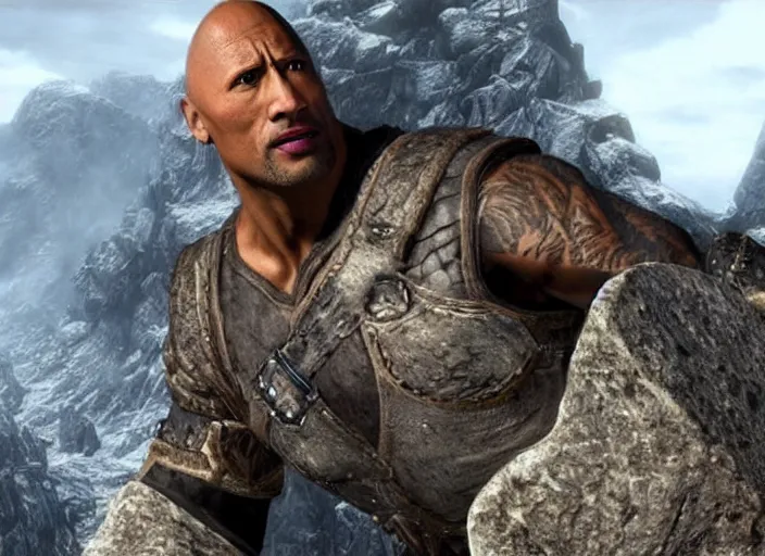 Image similar to Dwayne The Rock Johnson in Skyrim