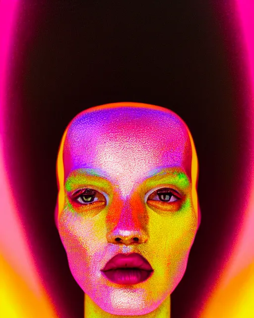 Image similar to hyperrealist highly intricate post-modern portrait pink pearlescent exoskeleton beautiful goddess concept art pascal blanche key sage dramatic yellow lighting 8k high angle shallow depth of field