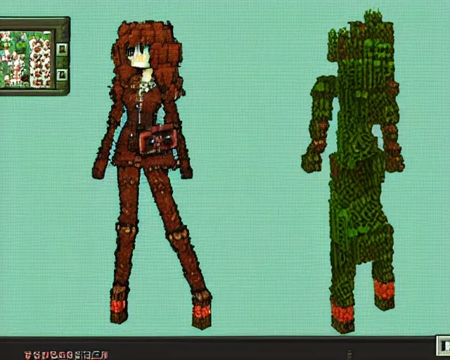 Image similar to an anime dryad in minecraft, grimoire of gaia