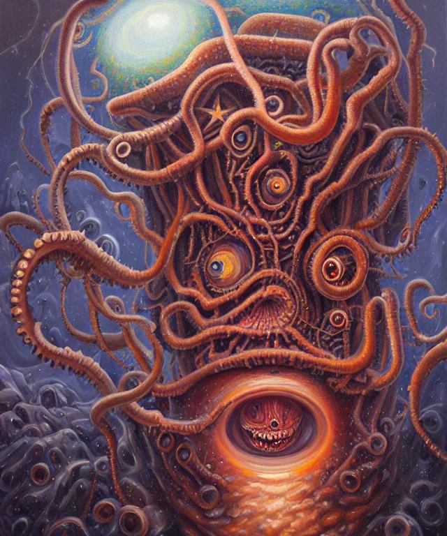 Image similar to an oil on canvas portrait painting, polycount, surrealism, surrealist, lovecraftian, cosmic horror, high detail