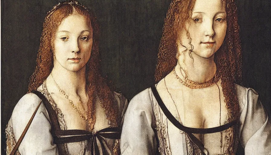 Image similar to painting by albrecht durer, young woman, detailed, stunning