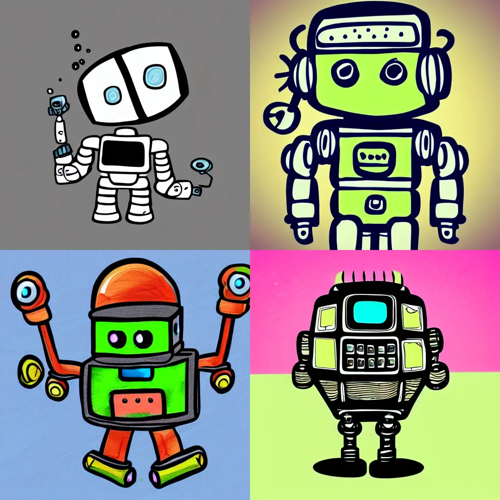 Prompt: cute robot, doodle art style