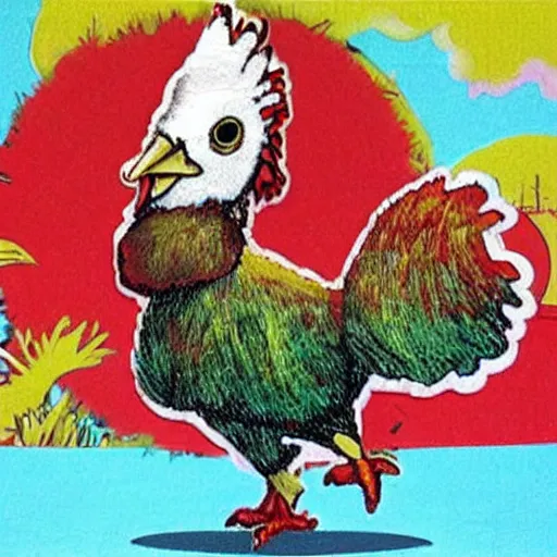 Image similar to a funky chicken dances the cha - cha