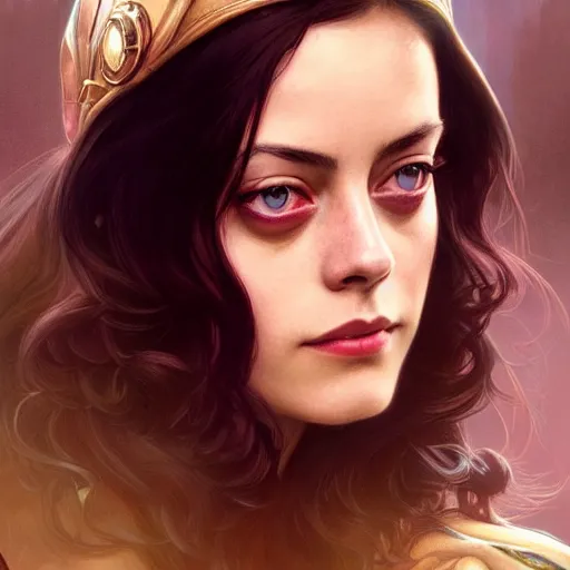 Image similar to beautiful Kaya Scodelario as Bat Girl, western, closeup, D&D, fantasy, intricate, elegant, highly detailed, digital painting, artstation, concept art, matte, sharp focus, illustration, art by Artgerm and Greg Rutkowski and Alphonse Mucha