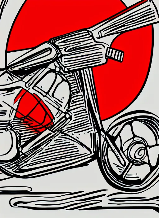 Image similar to illustration of a motorcycle with a red line going through it, an abstract drawing by master of the bambino vispo, behance contest winner, constructivism, academic art, angular