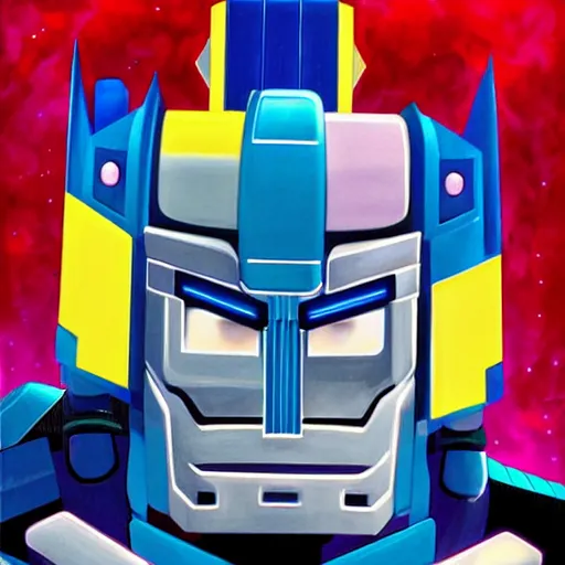 Prompt: optimus prime portrait by chiho aoshima, digital art