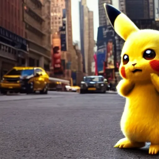 Prompt: detective pikachu in new york