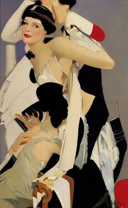 Prompt: an oil painting depicting high society life in the Jazz Age, Fitzgerald, 1920s style, smooth, by Francis Coates Jones, Coles Phillips, Dean Cornwell, JC Leyendecker