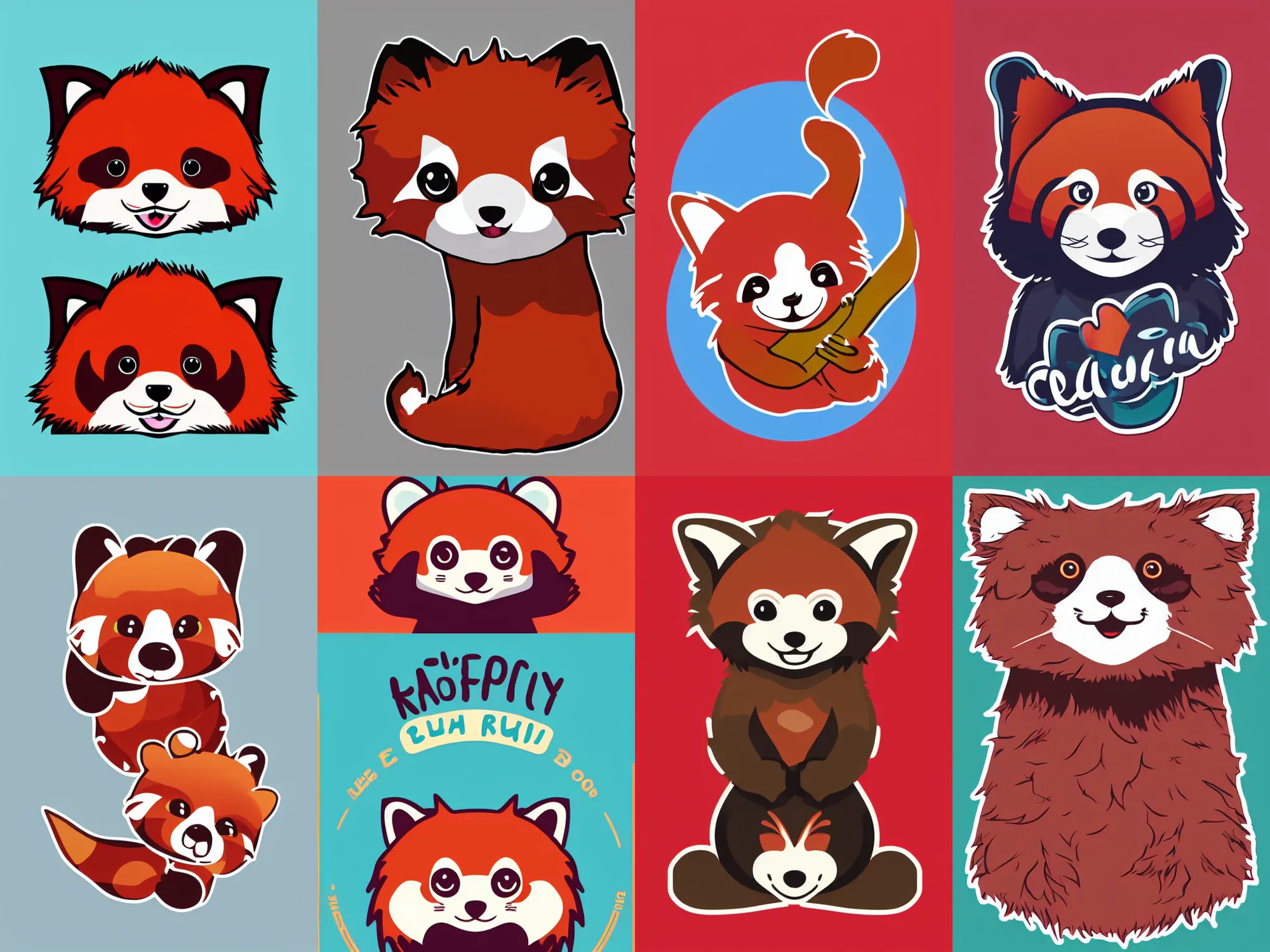 Prompt: a fluffy cute red panda, sticker, colorful, illustration, highly detailed, simple, smooth and clean vector curves, no jagged lines, vector art, smooth