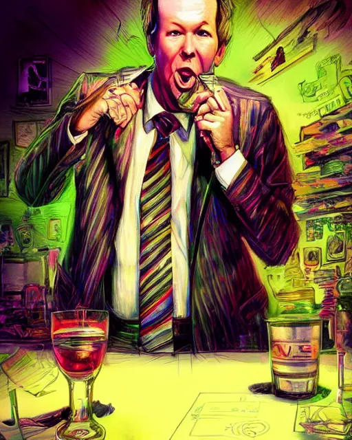 Image similar to hyper realistic portrait of doug stanhope in a strip club after eating 3 mg of lsd deadbeat hero dof hdr art by aleksi briclot and alexander'hollllow'fedosav and laura zalenga