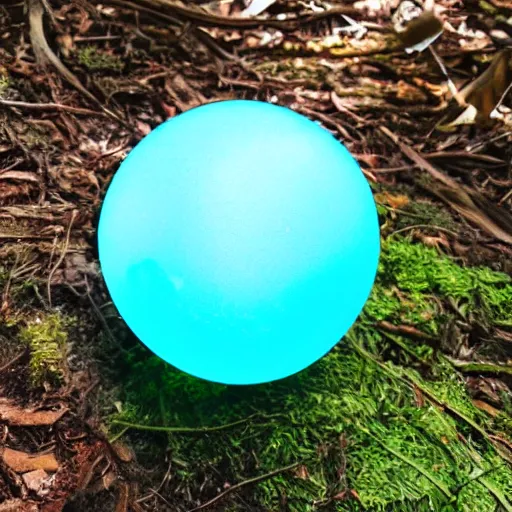 Image similar to what is this glowing blue orb i found in the woods at the park?