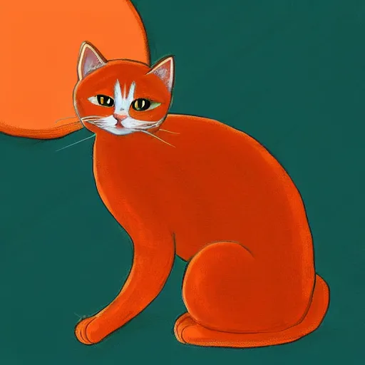 Prompt: A fuzzy orange cat. Sitting on planet earth. digital painting, in the style of Pixar