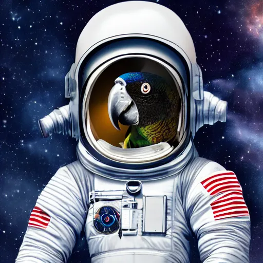 Prompt: a parrot wearing an astronaut suit, drawing, 4 k