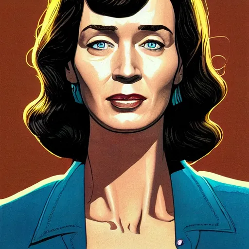 Image similar to emily blunt retro minimalist portrait by jean giraud, moebius starwatcher comic, 8 k