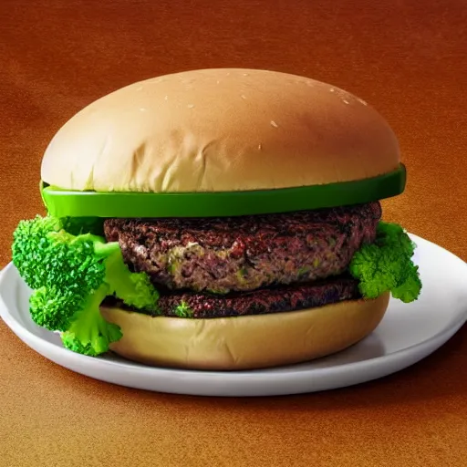 Image similar to promo art for the new broccoli burger from mcdonalds, uhd, 8k, award winning