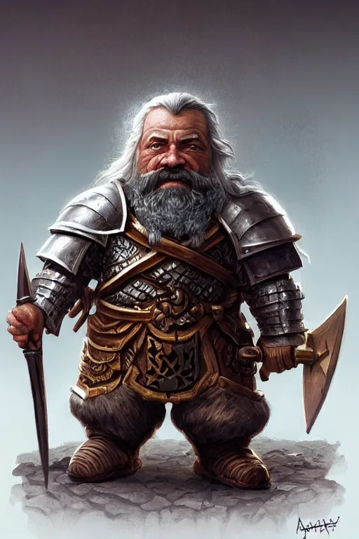 Image similar to dwarf knight portrait, highly detailed, d & d, fantasy, highly detailed, digital painting, trending on artstation, concept art, sharp focus, illustration, global illumination, ray tracing, realistic shaded, art by artgerm and greg rutkowski and fuji choko and viktoria gavrilenko and hoang lap