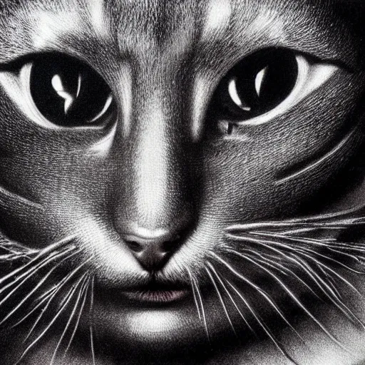 Image similar to picture of cat, by giger, beautiful