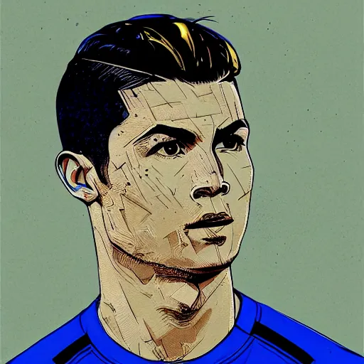 Prompt: Cristiano Ronaldo profile picture by Sachin Teng, asymmetrical, Organic Painting , Matte Painting, geometric shapes, hard edges, graffiti, street art:2 by Sachin Teng:4
