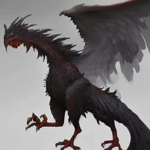 Prompt: digital painting of an elegant but deadly chicogriff, griffin chicogriff hybrid monster, by Greg Rutkowski, magic the gathering concept art, trending on artstation, 4k resolution