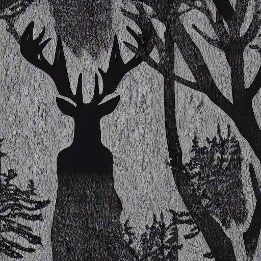 Image similar to negative space, deer, silhouette of a forest