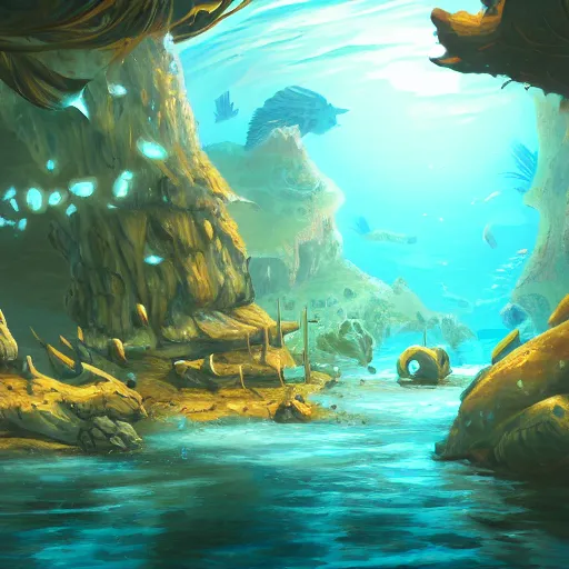 Prompt: underwater, rpg background, artstation, flat ground,