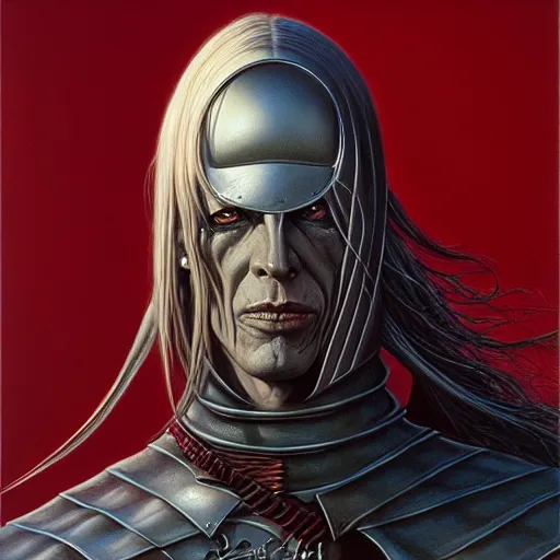 Image similar to elric of melnibone, artwork by michael whelan, hyperrealist, highly details, artstation