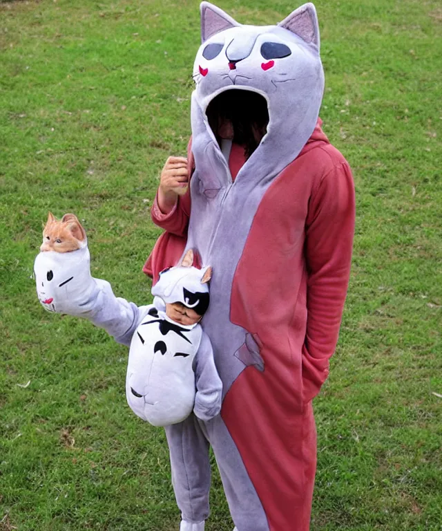 Image similar to an anthropomorphic cat wearing a kigurumi