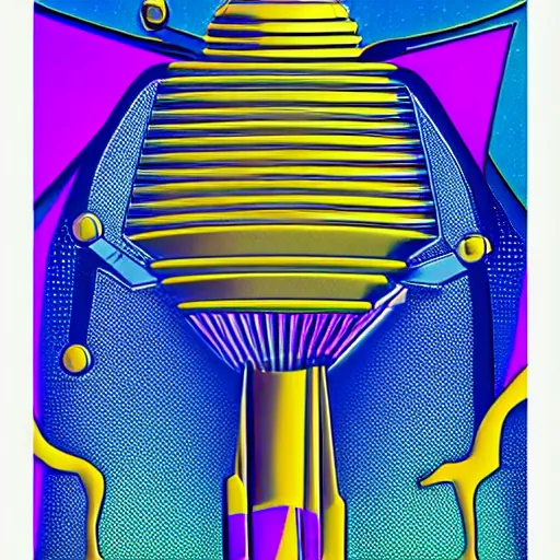 Image similar to alien space ship made out of bismuth, surrealist pop art