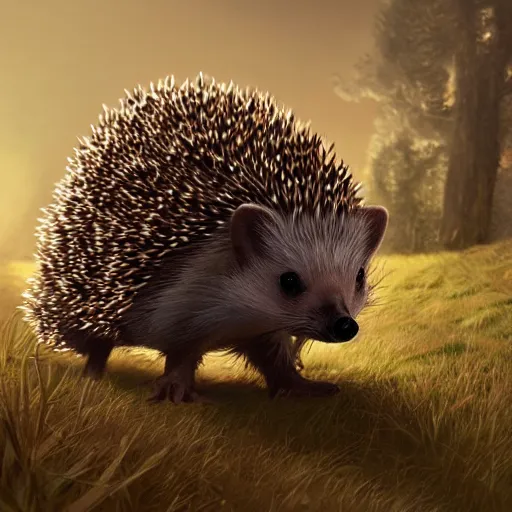 Prompt: hedgehog running into the bushes in sweden in the darkness, digital art, cinematic lighting, trending on artstation, very detailed
