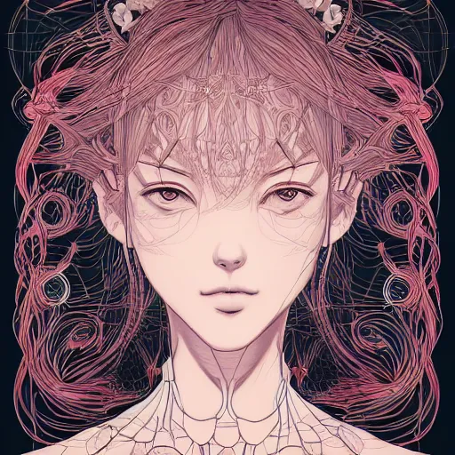 Image similar to the portrait of an absurdly beautiful, graceful, elegant, and sophisticated anime girl made of garlic bulbs, an ultrafine detailed illustration by james jean, intricate linework, bright colors, final fantasy, behance contest winner, vanitas, angular, altermodern, unreal engine 5 highly rendered, global illumination, radiant light, detailed and intricate environment