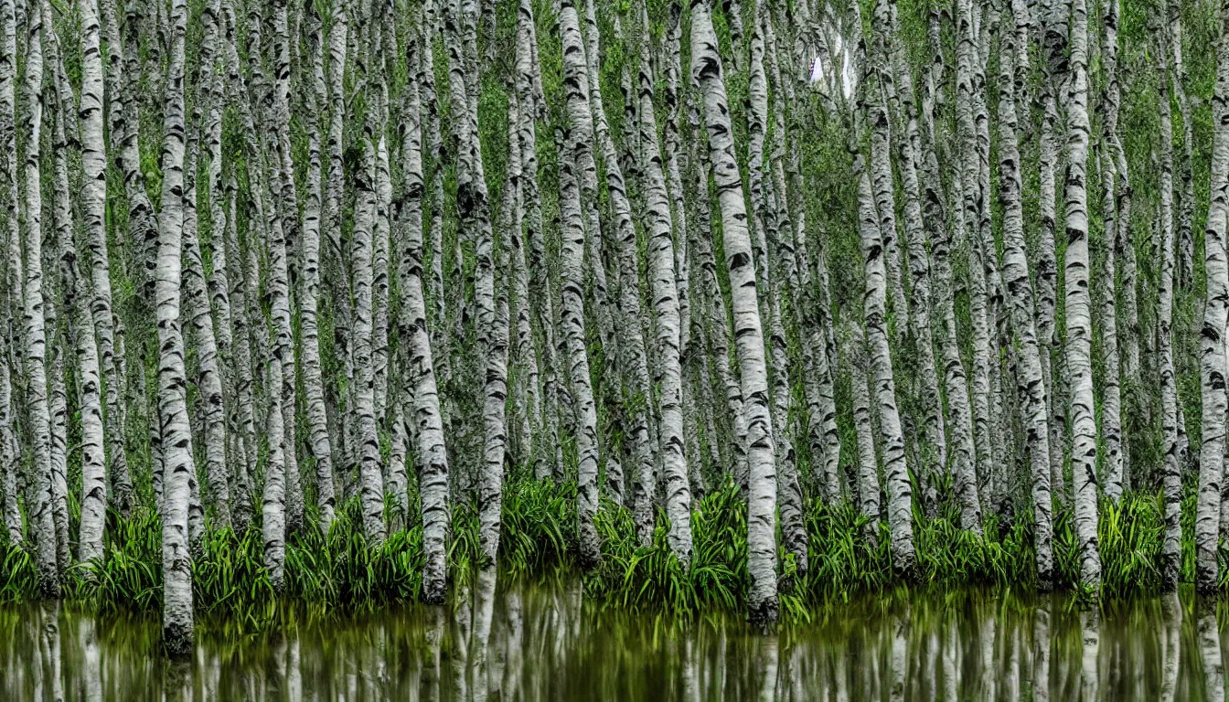 Prompt: tropical storm in the swamp, birch, panoramic, beautiful, appealing, realistic, award wining, photography, very detailed, national geographic, 4 k