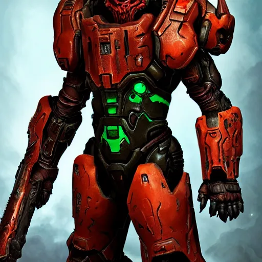 Image similar to doom slayer from doom eternal, photography